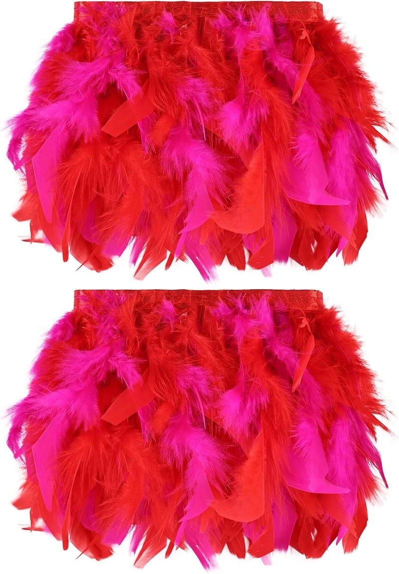 whitefeather 4 Yards Turkey Feather Trim - 4~6in Fashion Dress Sewing - Natural Fluffy Feather Trim Fringe for Party Clothing DIY Sewing Craft Wedding Dress (Fuchsia) - Image 1